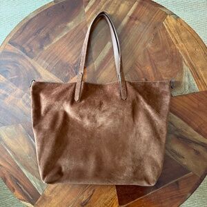 Banana Republic Suede tote bag purse chocolate brown leather